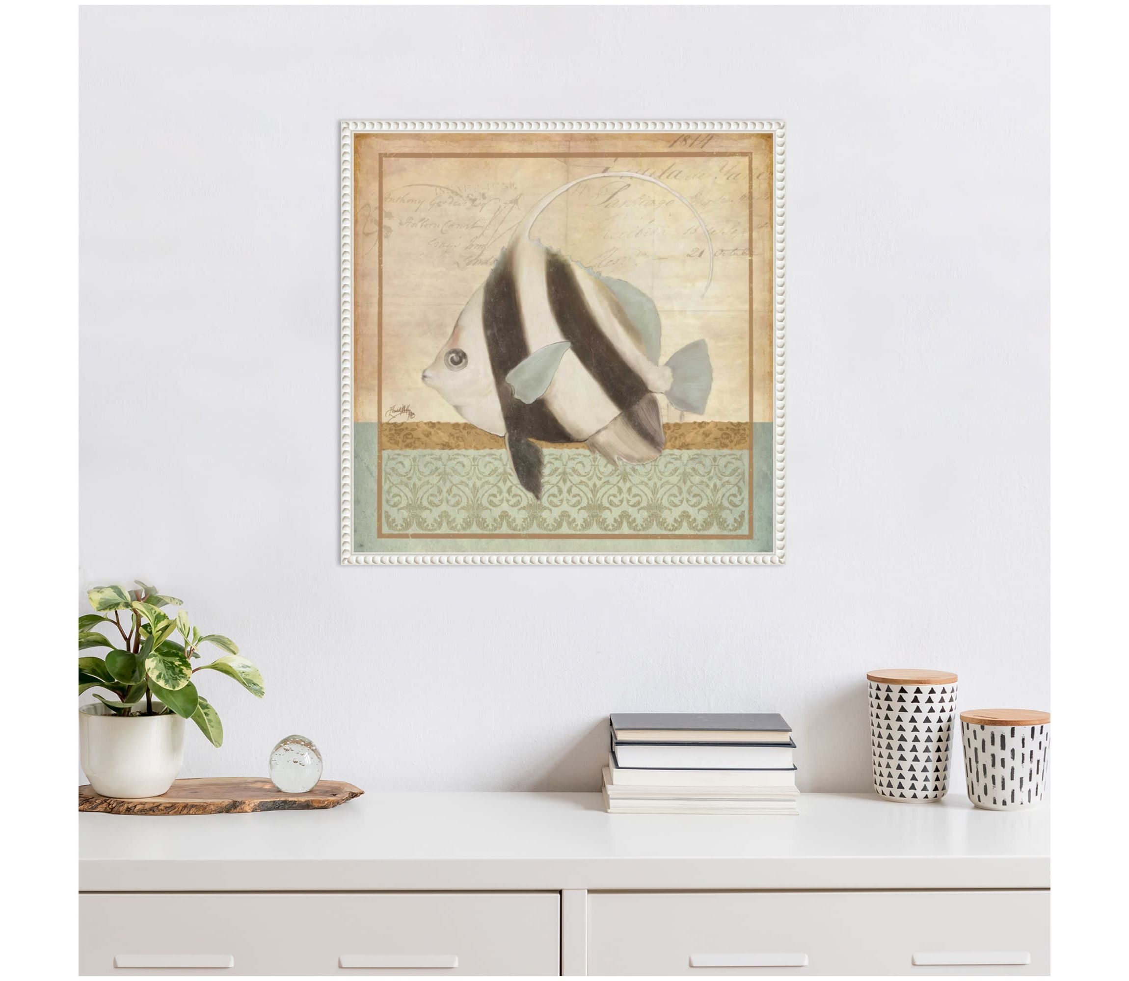 Vintage Fish I Framed Canvas Wall Art Print
