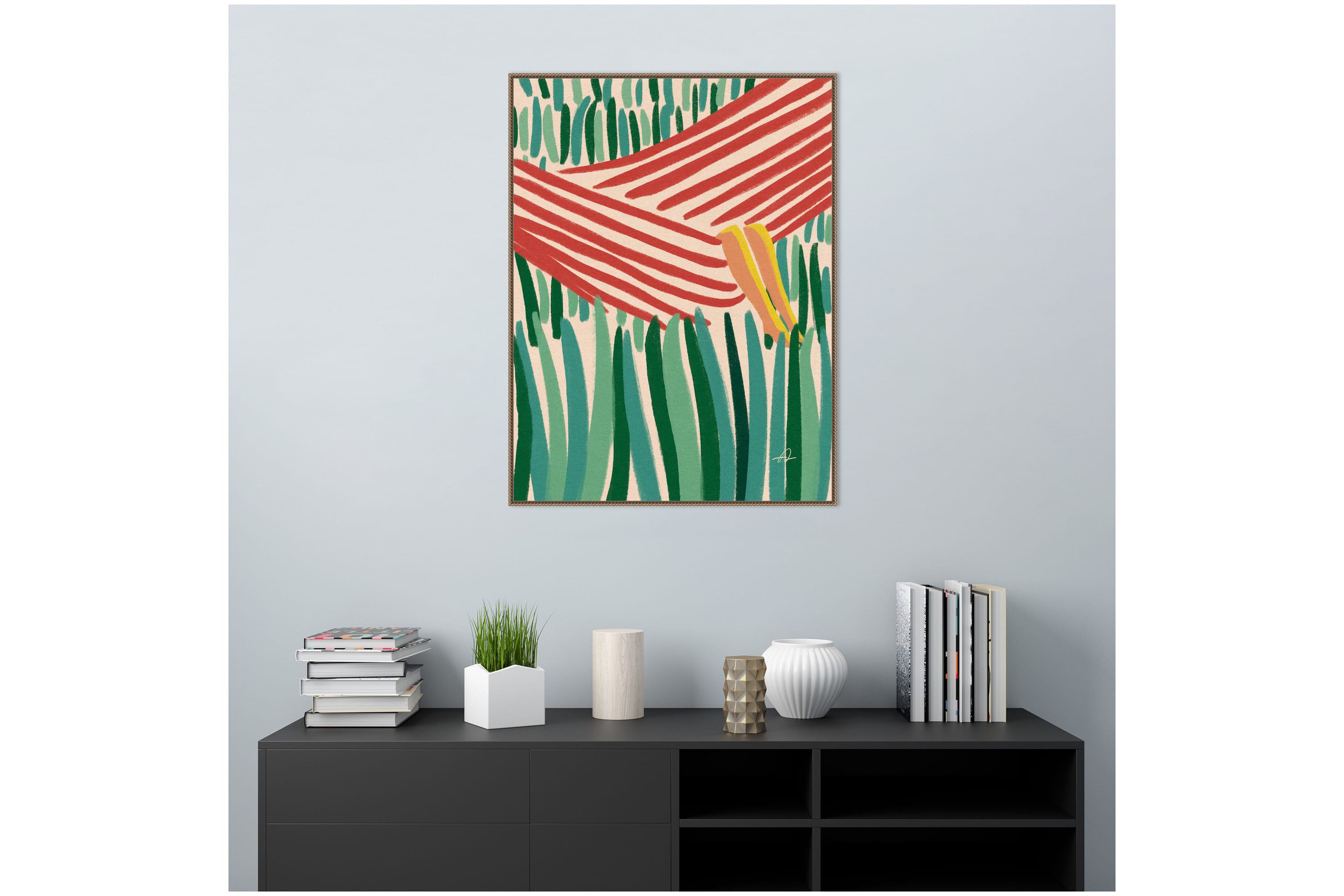 Hanging in the Summer Hammock Framed Canvas Wall Art Print