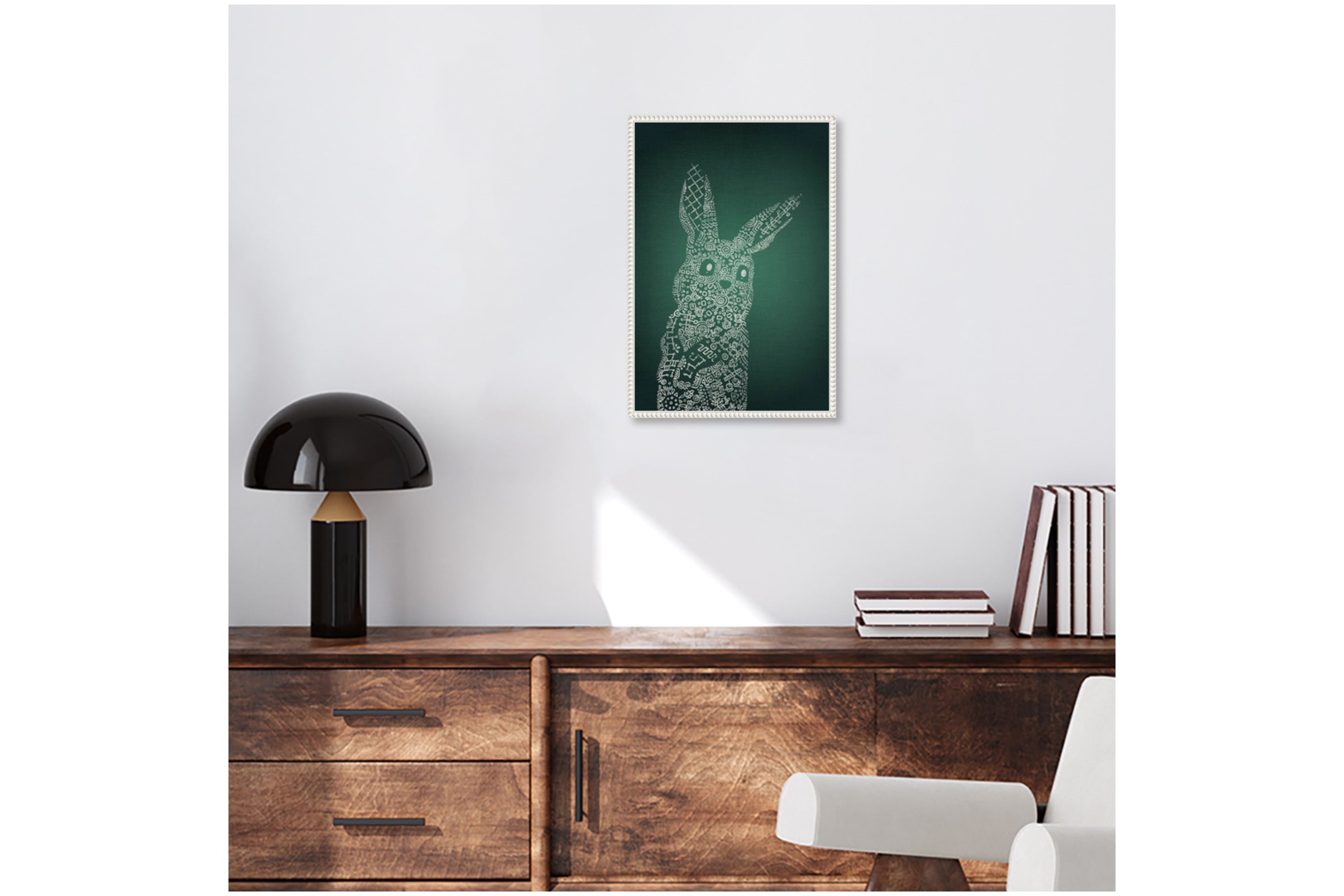 The Emerald Bunny Framed Canvas Wall Art Print