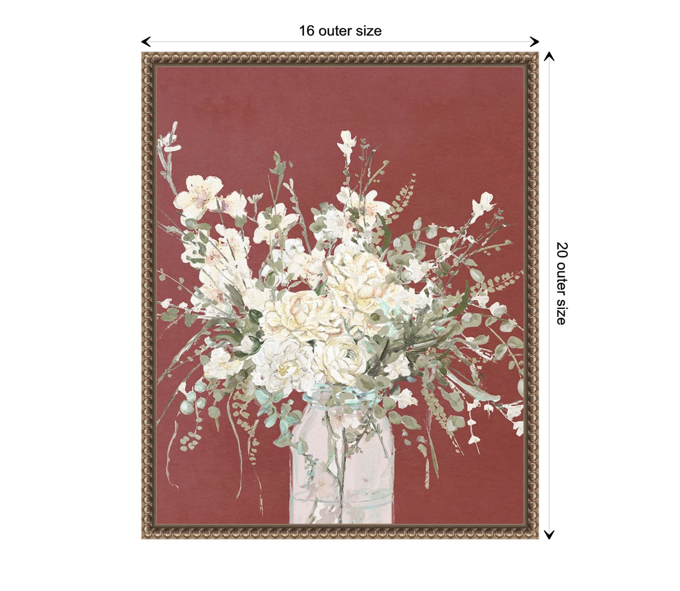 Warm Flowers in Glass Vase Framed Canvas Wall Art Print