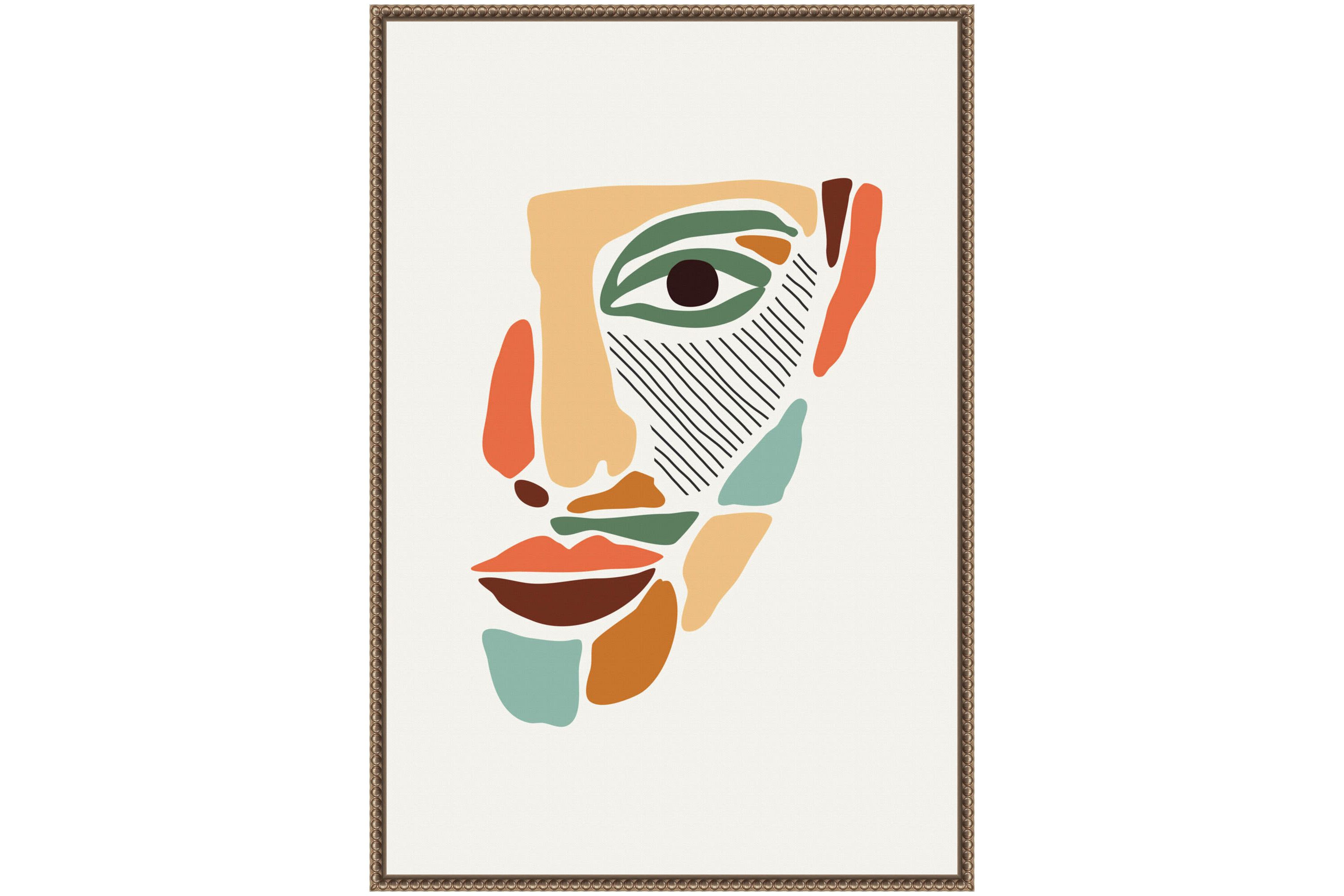 Color Abstract Faces #2 Framed Canvas Wall Art Print