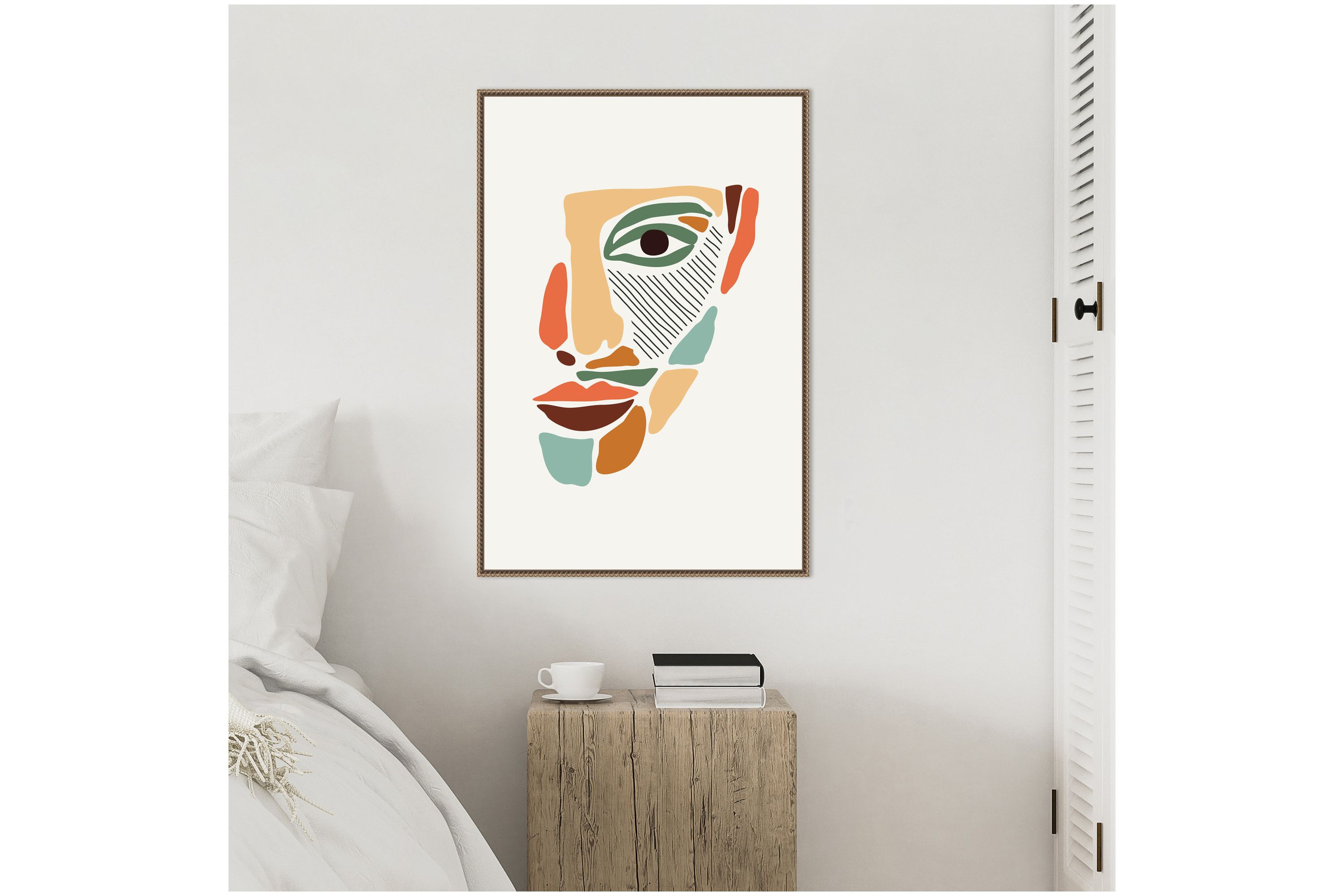 Color Abstract Faces #2 Framed Canvas Wall Art Print