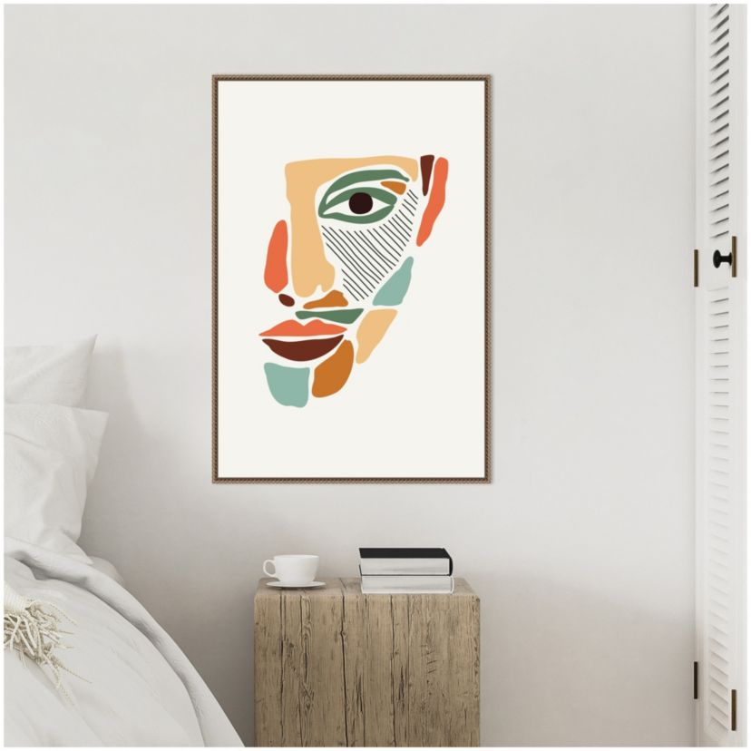 Color Abstract Faces #2 Framed Canvas Wall Art Print