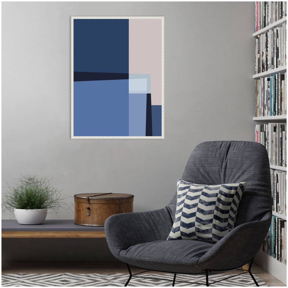 Blue Lines 2 Framed Canvas Wall Art Print