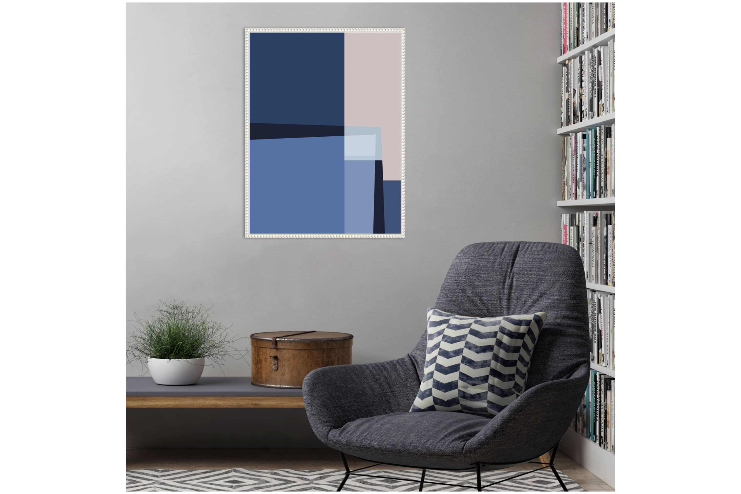 Blue Lines 2 Framed Canvas Wall Art Print