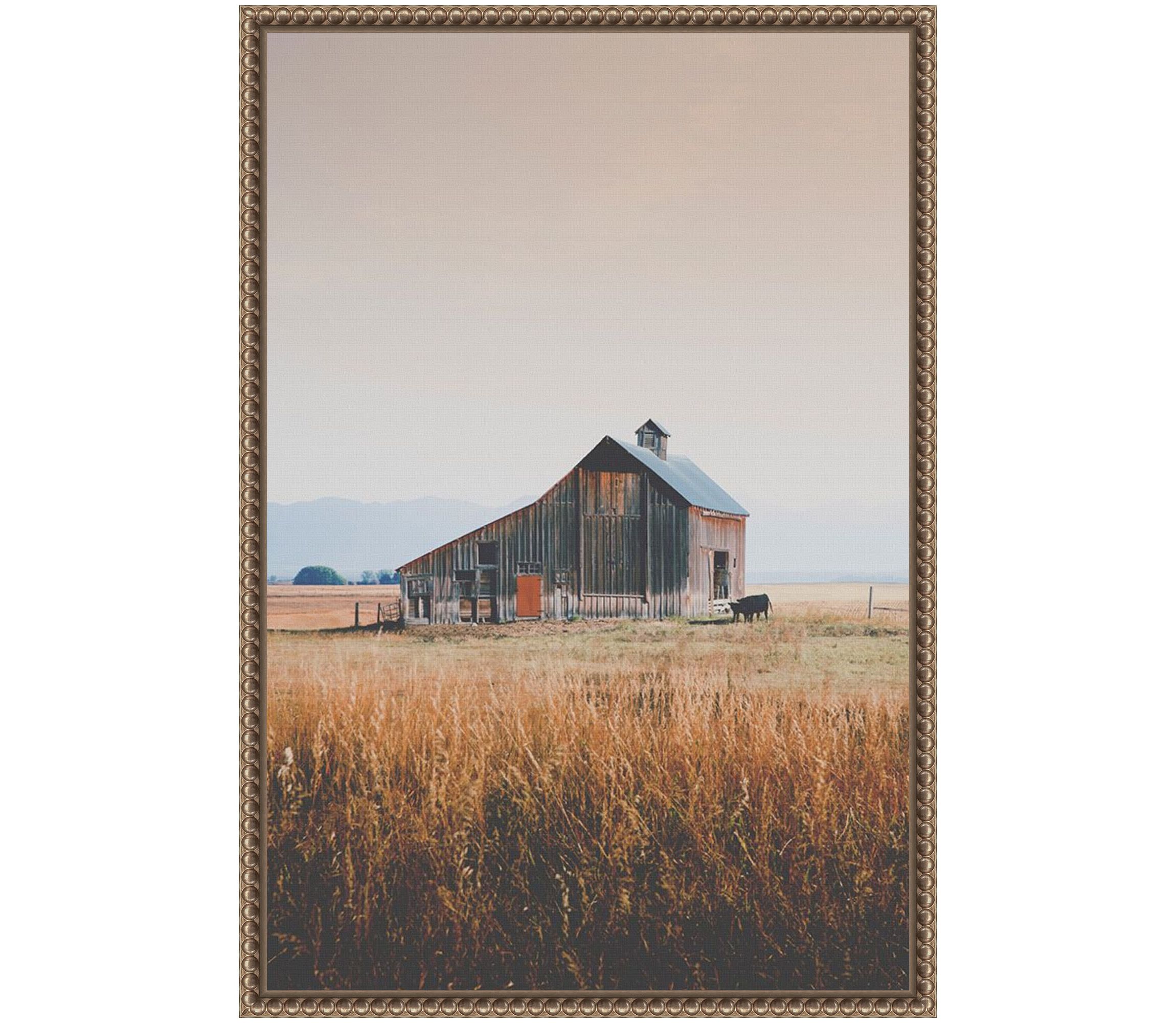Country Barn Brown Framed Canvas Wall Art Print