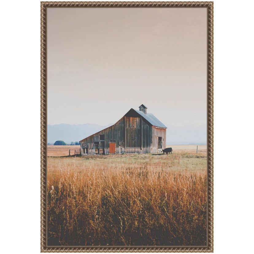 Country Barn Brown Framed Canvas Wall Art Print