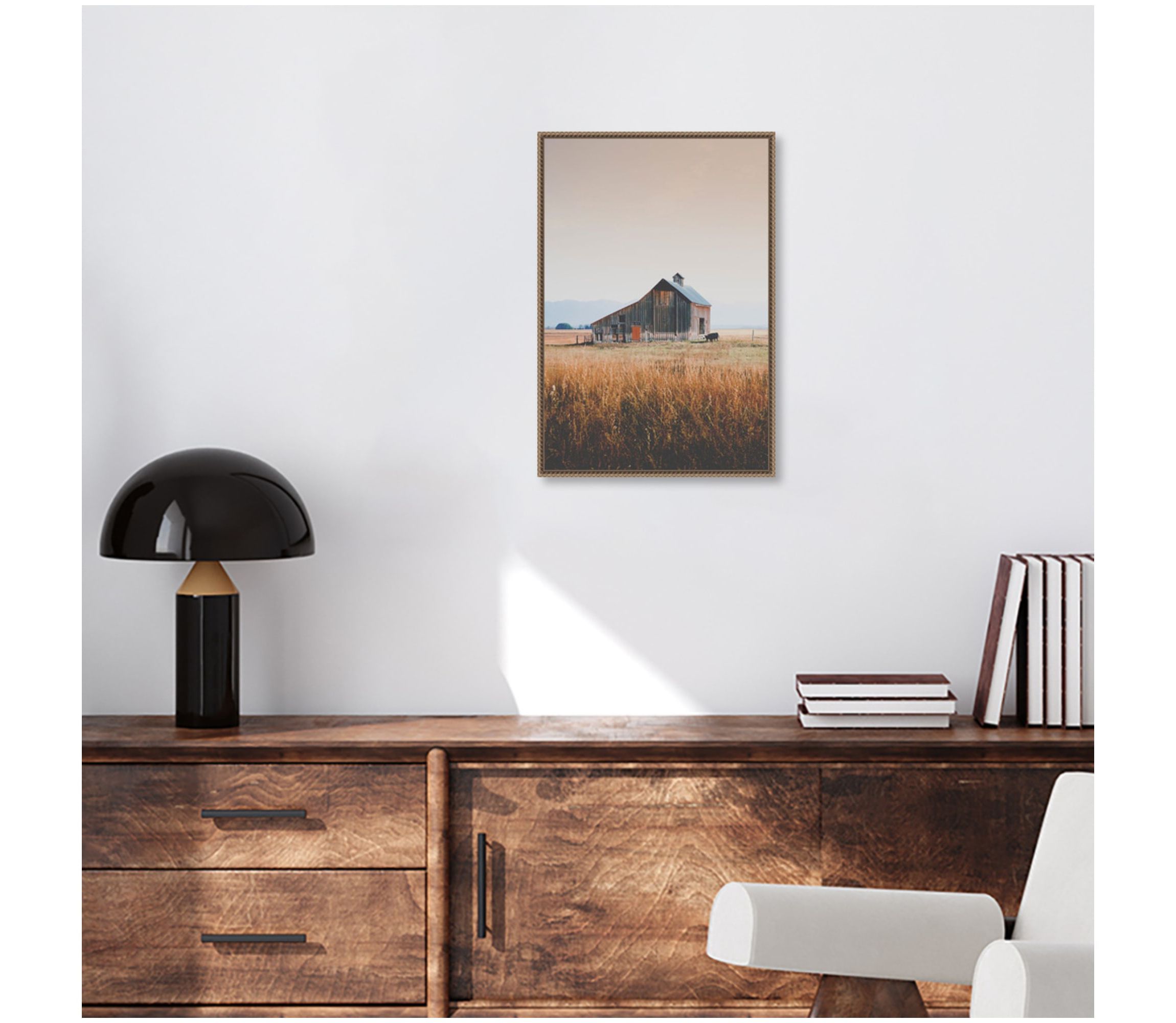 Country Barn Brown Framed Canvas Wall Art Print