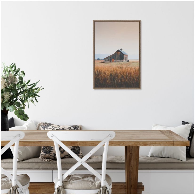 Country Barn Brown Framed Canvas Wall Art Print