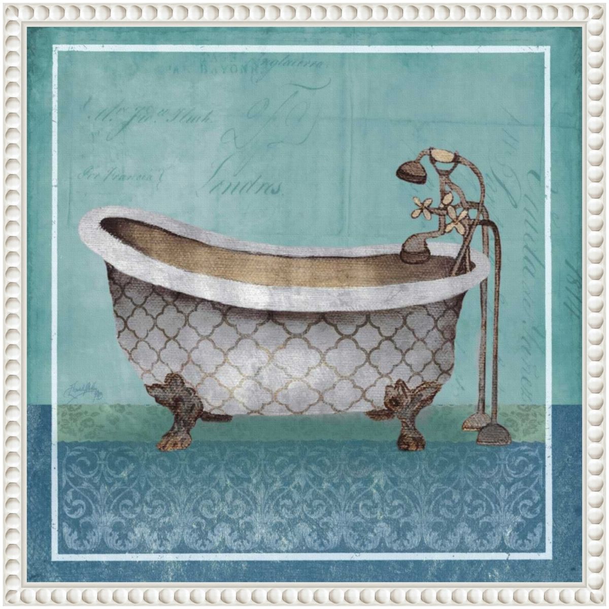 Regal Blue Tub I Framed Canvas Wall Art Print