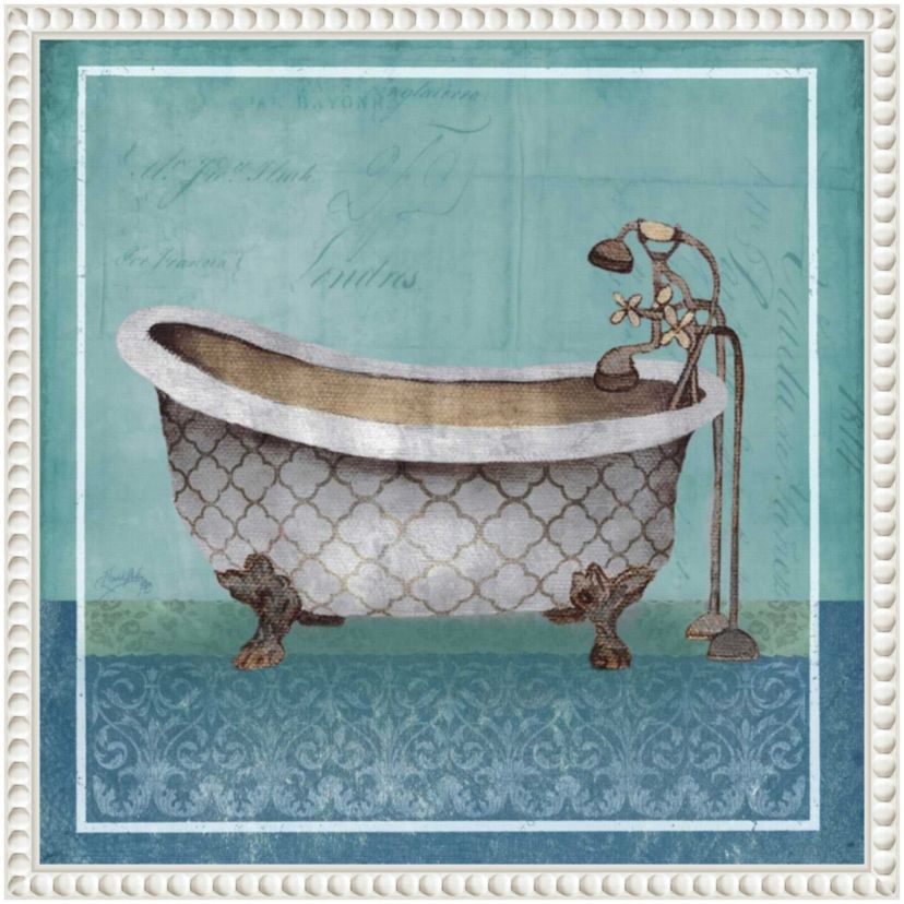 Regal Blue Tub I Framed Canvas Wall Art Print