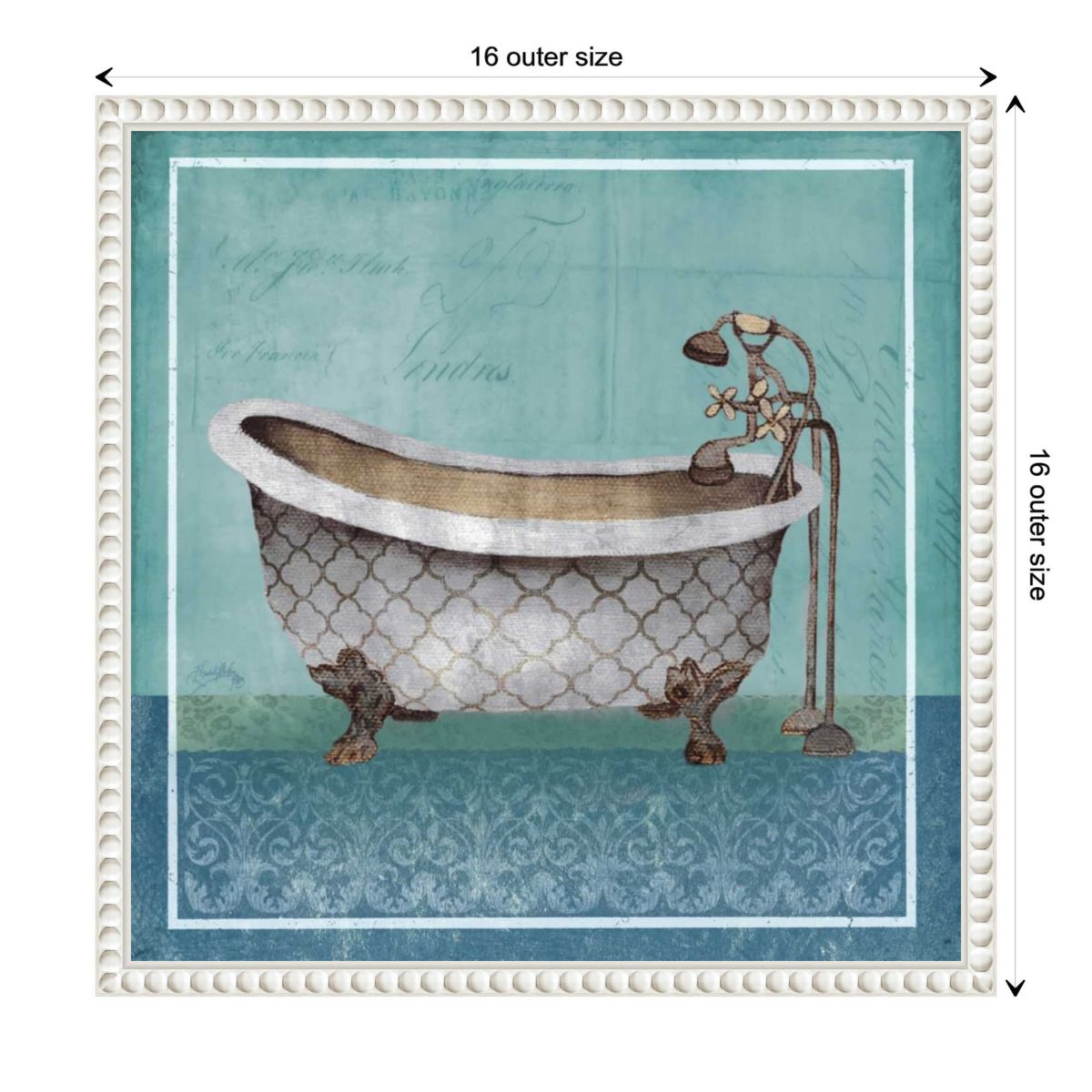 Regal Blue Tub I Framed Canvas Wall Art Print