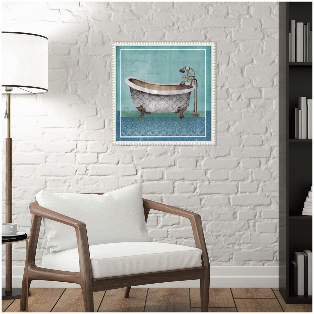 Regal Blue Tub I Framed Canvas Wall Art Print