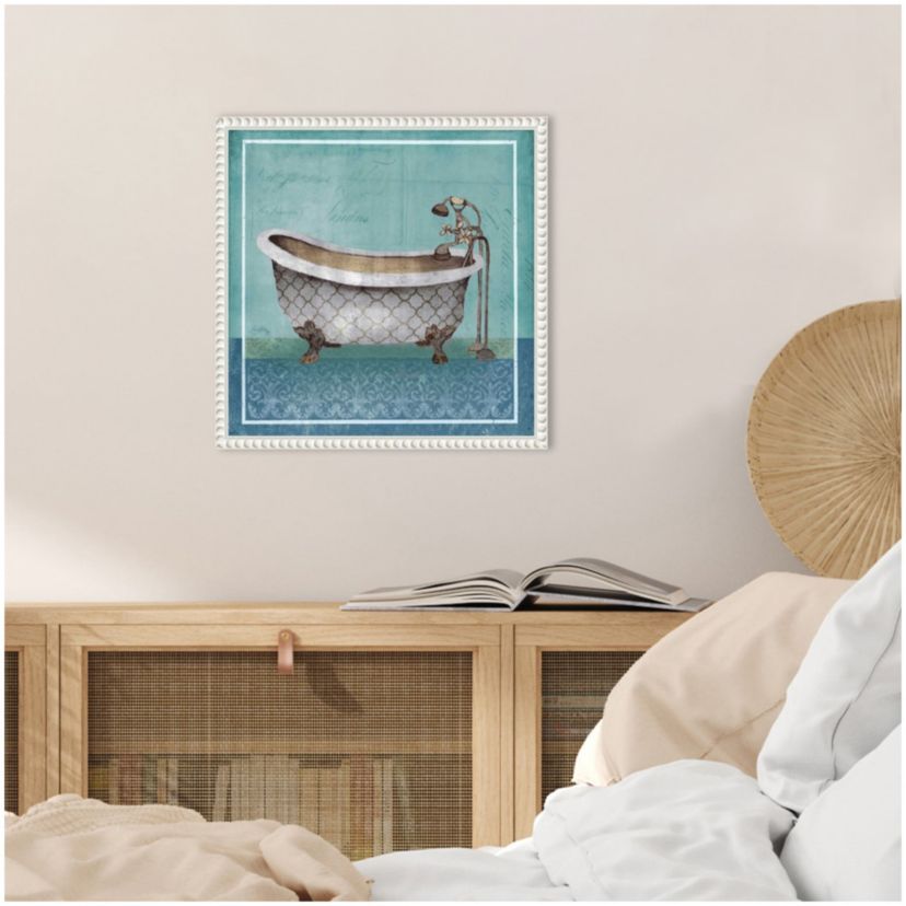 Regal Blue Tub I Framed Canvas Wall Art Print
