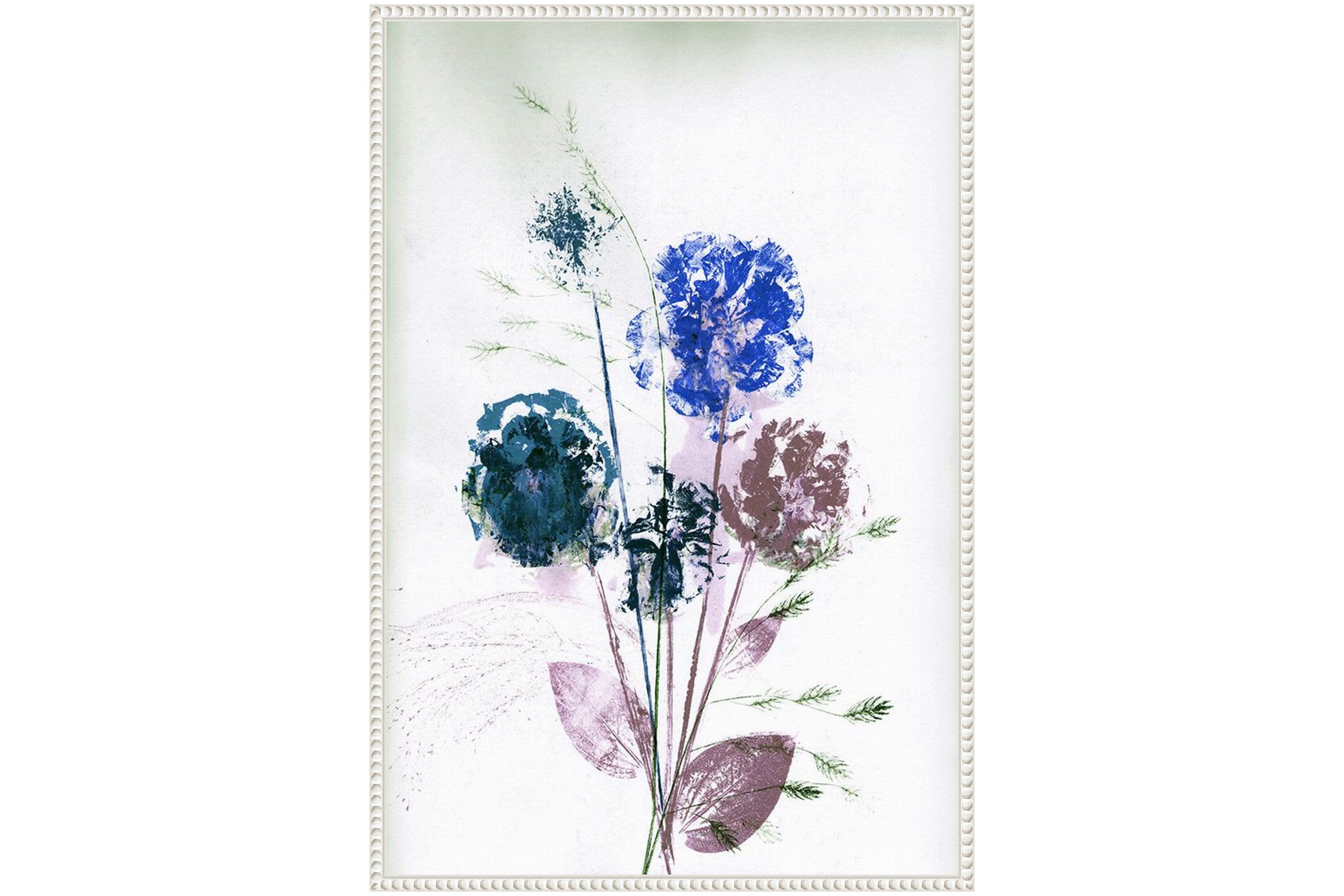 Bouquet Blue Framed Canvas Wall Art Print