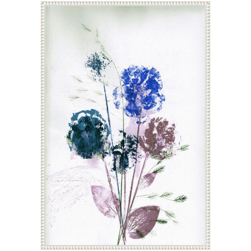 Bouquet Blue Framed Canvas Wall Art Print