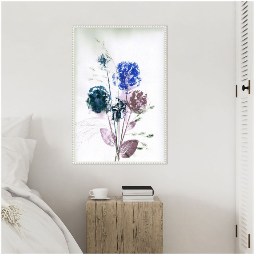 Bouquet Blue Framed Canvas Wall Art Print