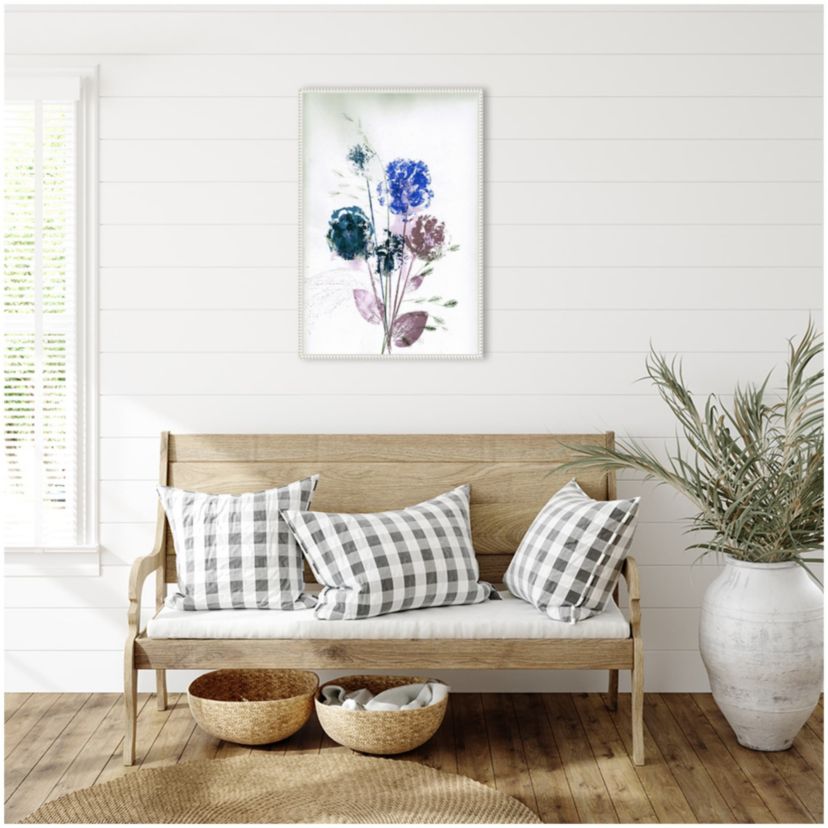 Bouquet Blue Framed Canvas Wall Art Print