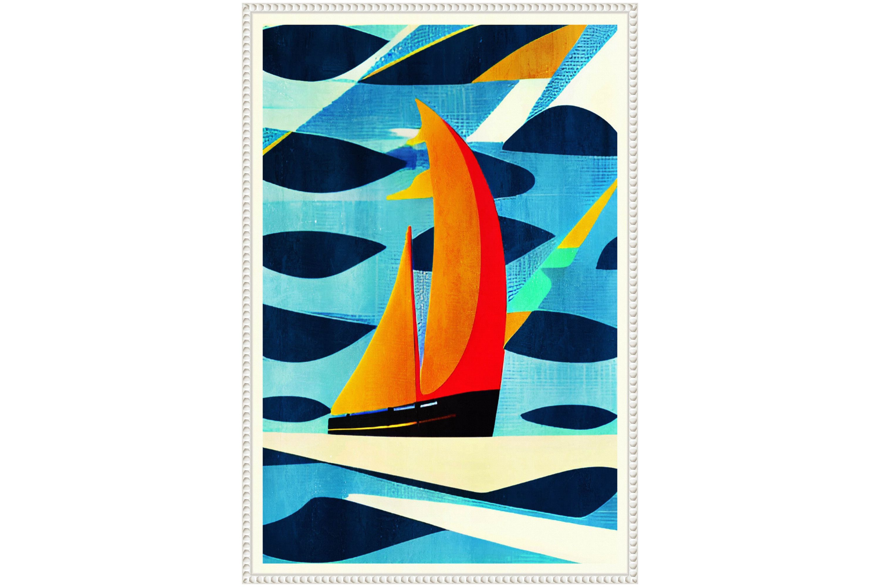 Blue Coast Framed Canvas Wall Art Print