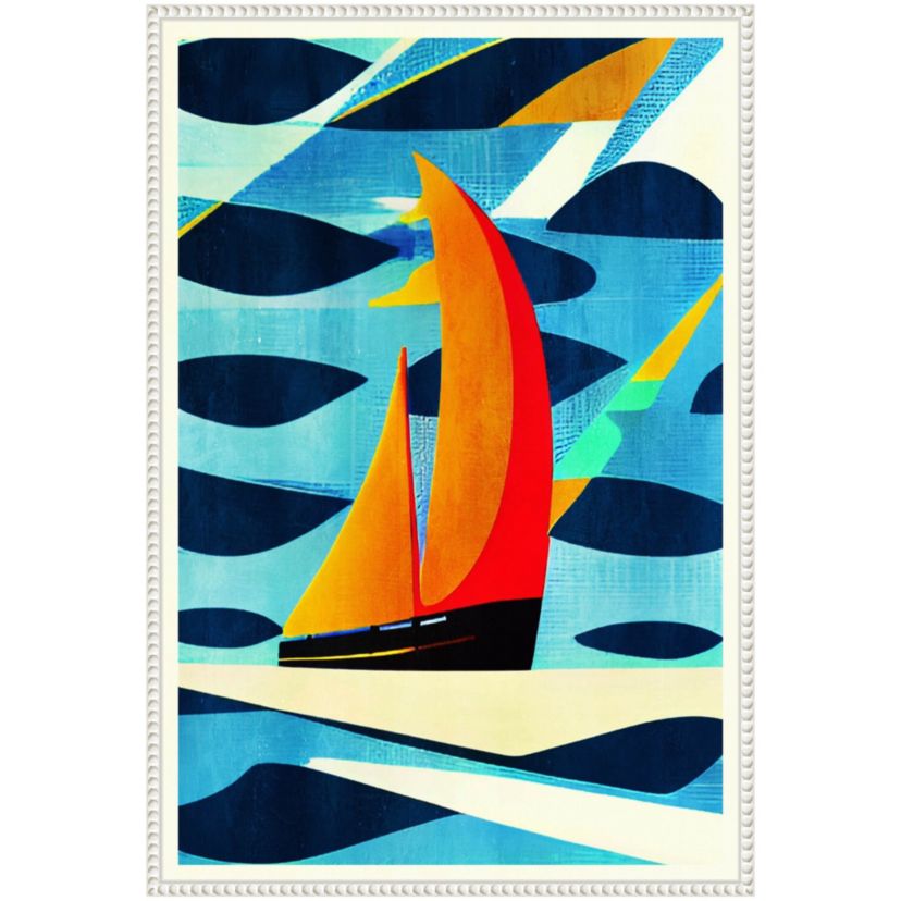 Blue Coast Framed Canvas Wall Art Print