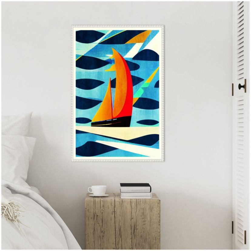 Blue Coast Framed Canvas Wall Art Print