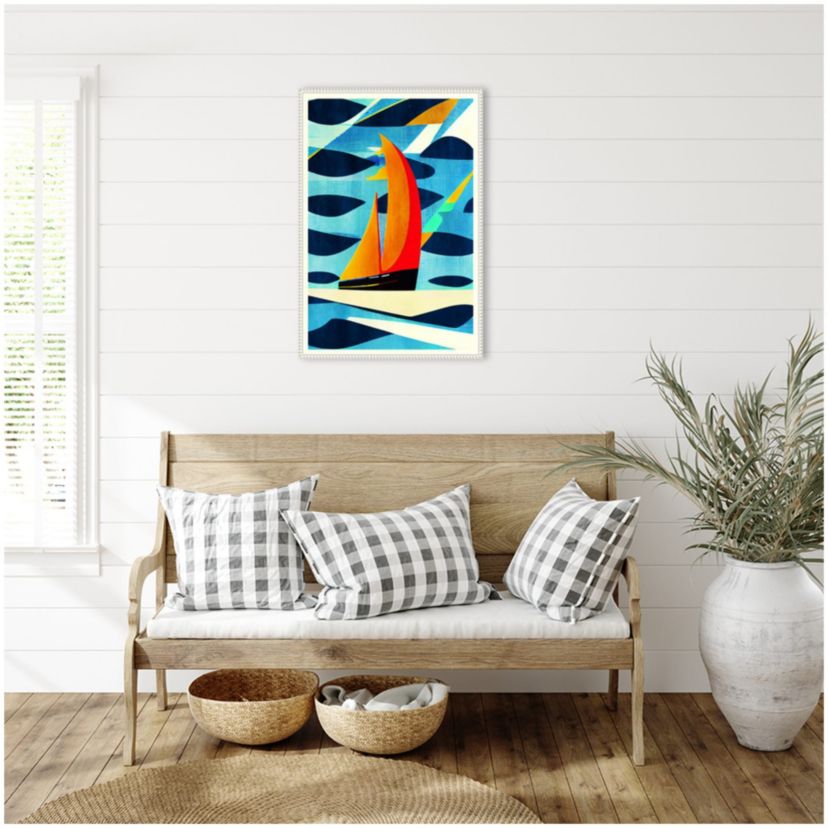Blue Coast Framed Canvas Wall Art Print