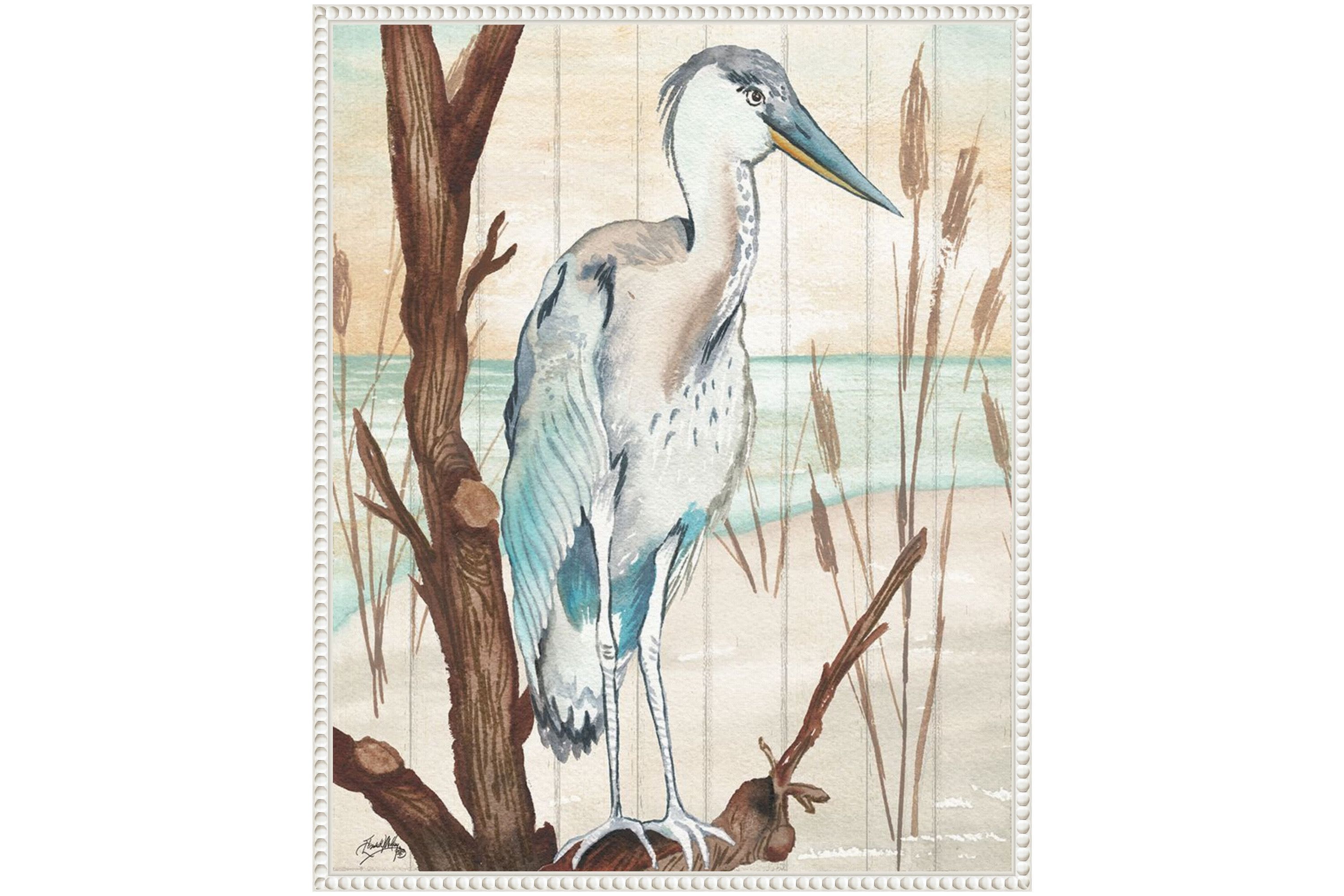 Heron On Branch I Framed Canvas Wall Art Print