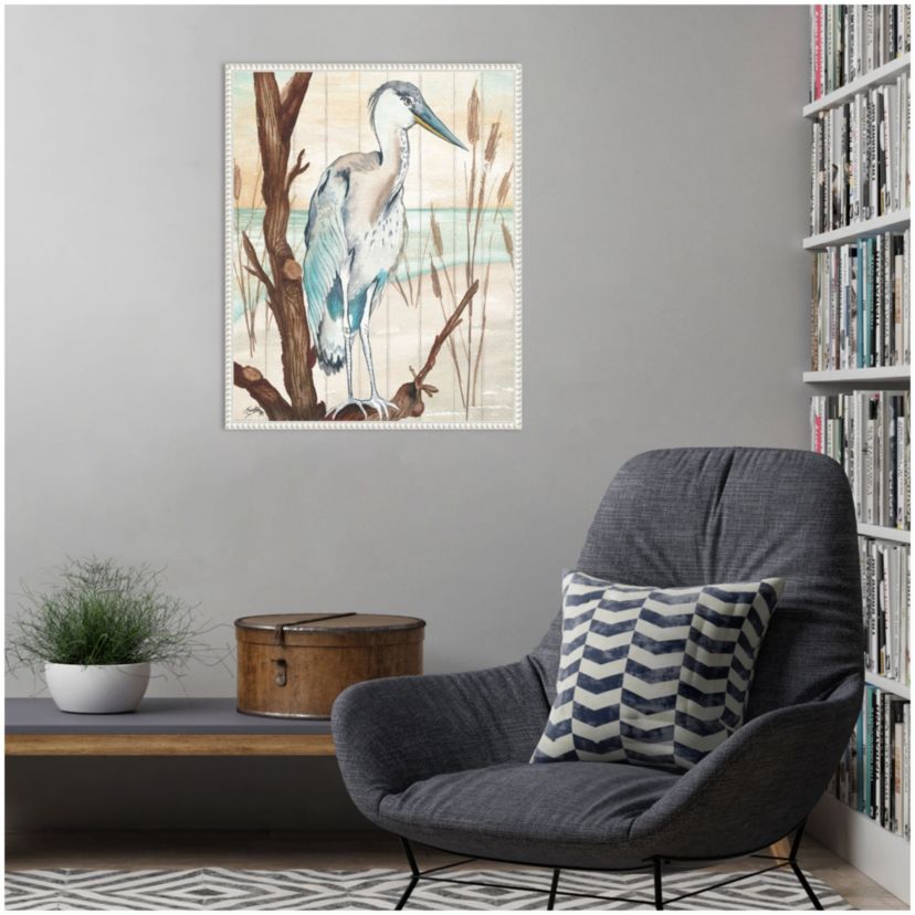 Heron On Branch I Framed Canvas Wall Art Print