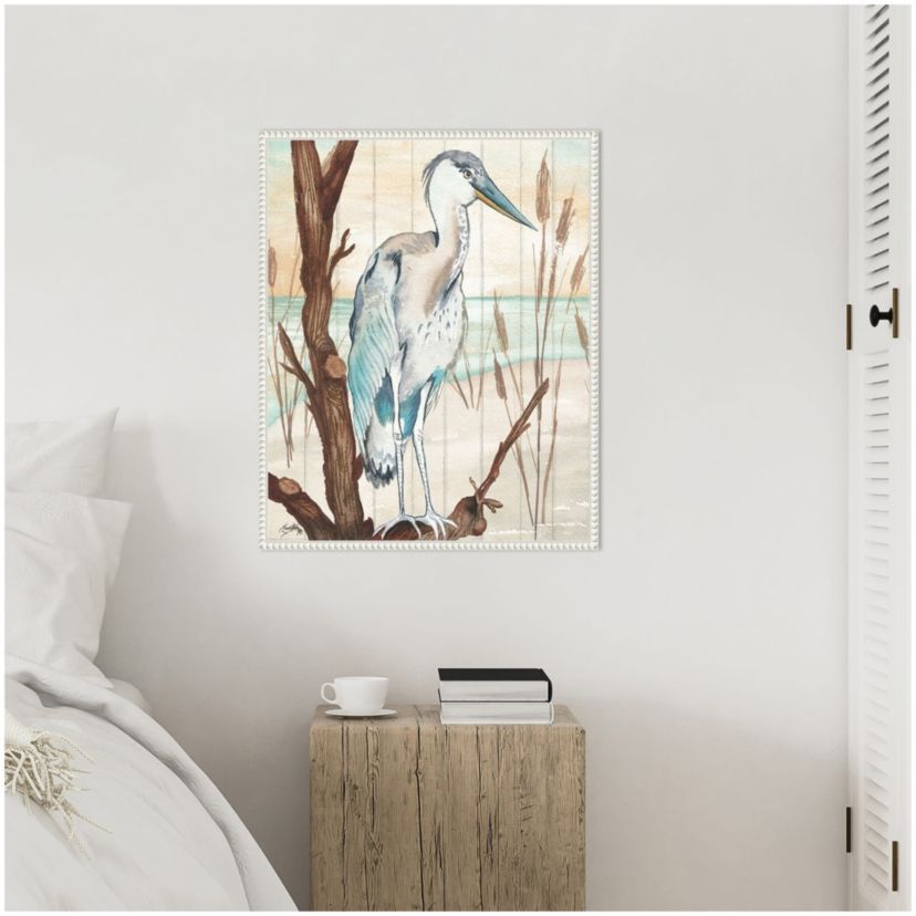 Heron On Branch I Framed Canvas Wall Art Print