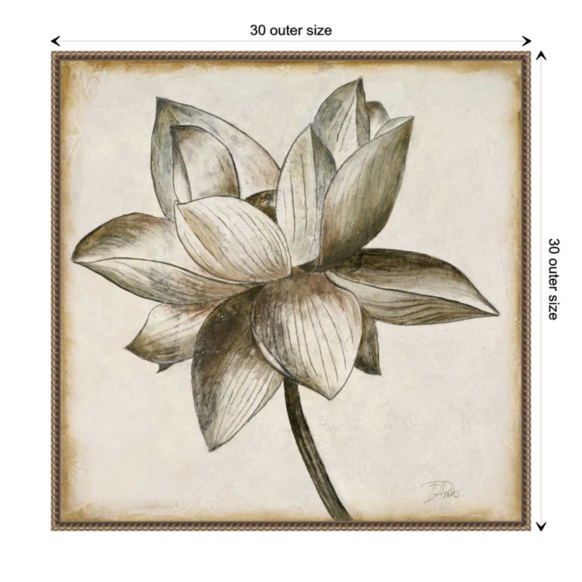 Sepia Lotus Blossom I Framed Canvas Wall Art Print