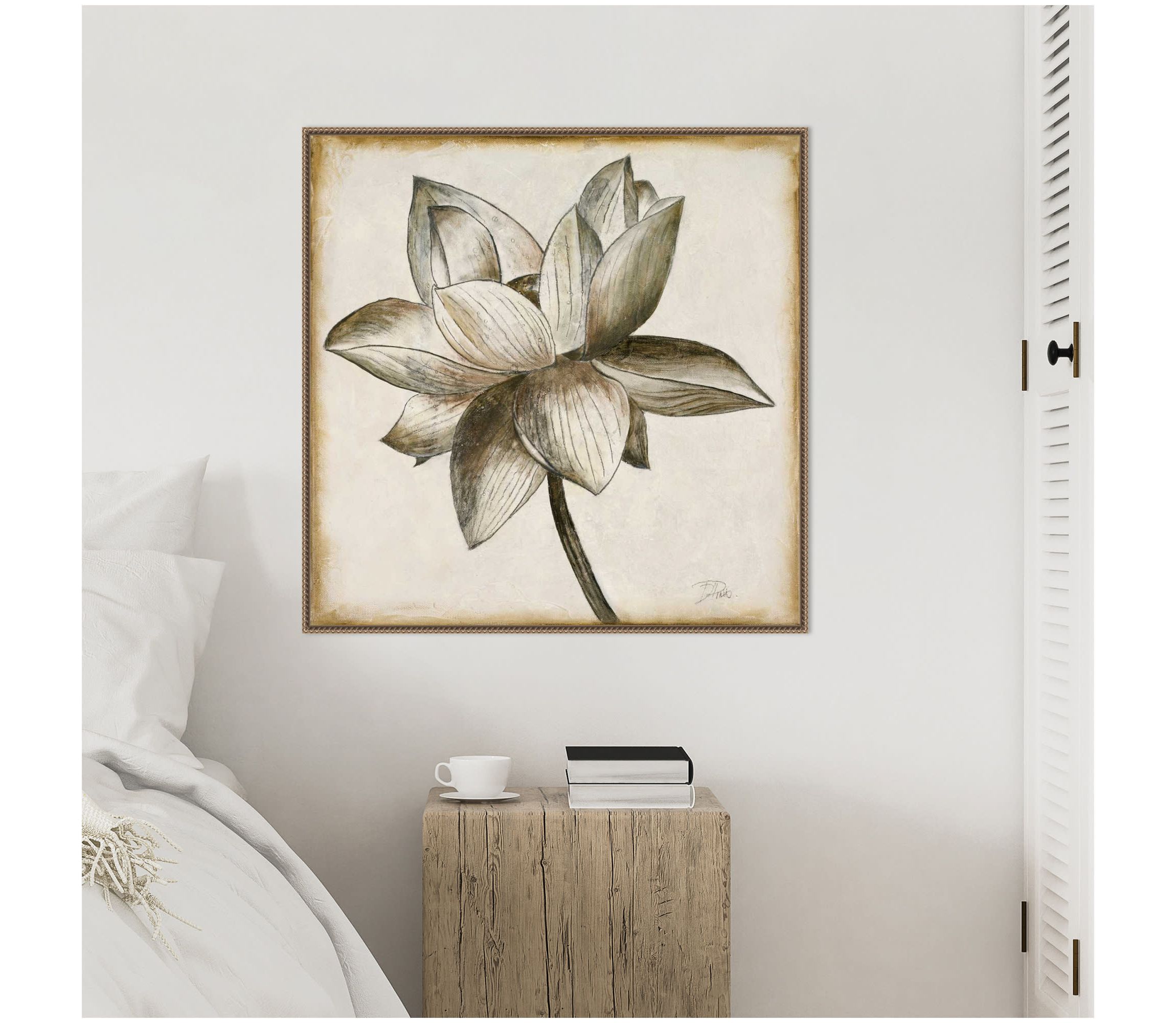 Sepia Lotus Blossom I Framed Canvas Wall Art Print
