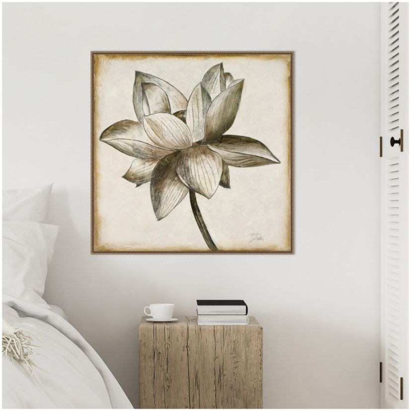 Sepia Lotus Blossom I Framed Canvas Wall Art Print