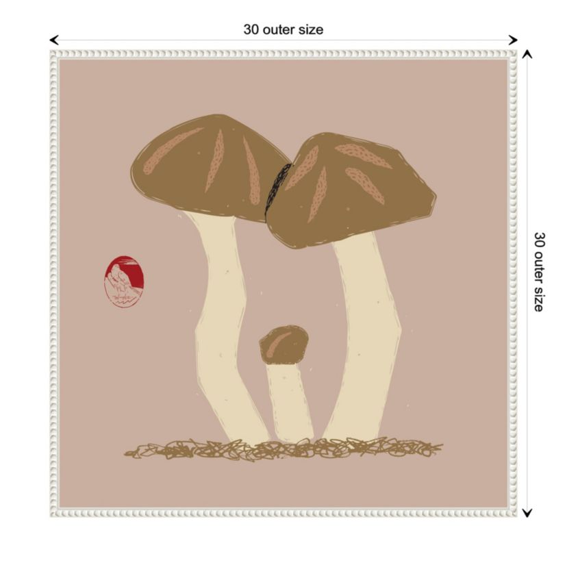Matsutake Mushroom Family Framed Canvas Wall Art Print
