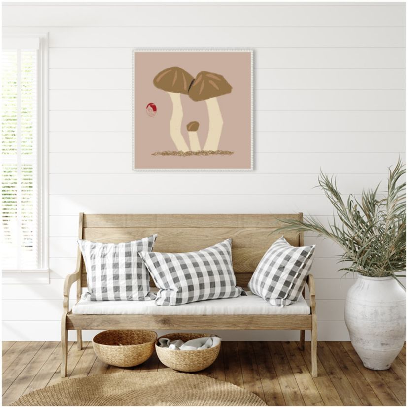 Matsutake Mushroom Family Framed Canvas Wall Art Print