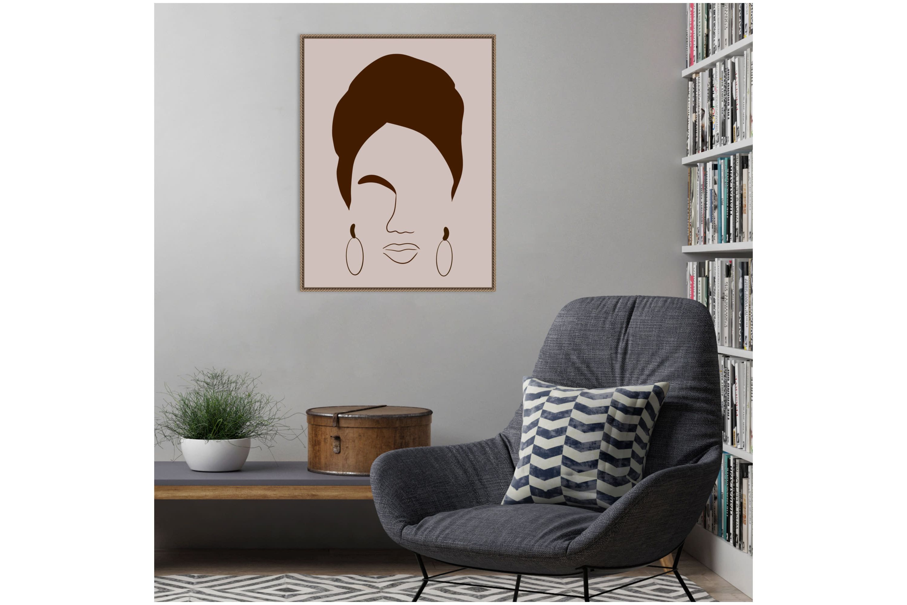 Woman with Headwrap Framed Canvas Wall Art Print