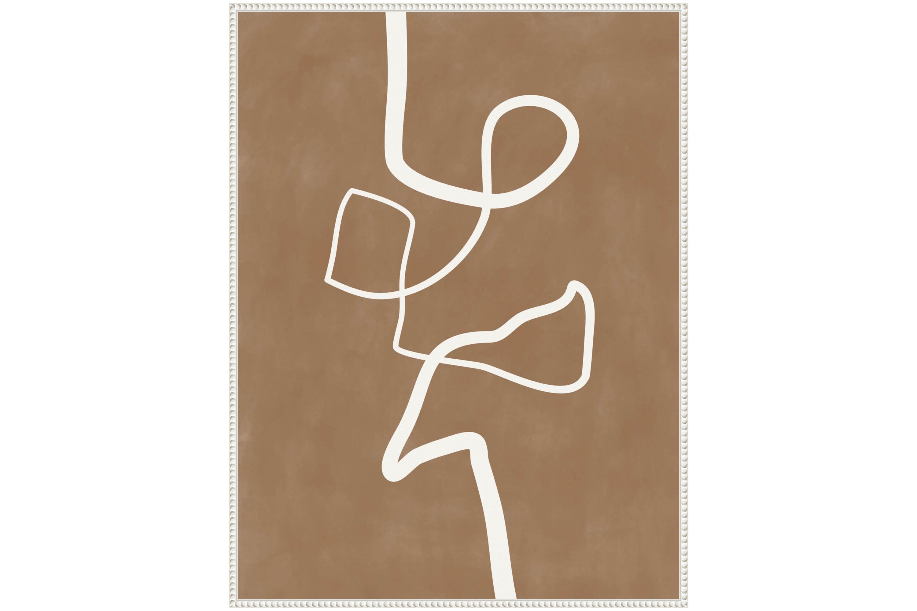Brown Single Line Artwork Framed Canvas Wall Art Print