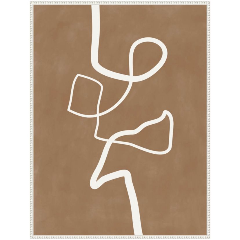 Brown Single Line Artwork Framed Canvas Wall Art Print