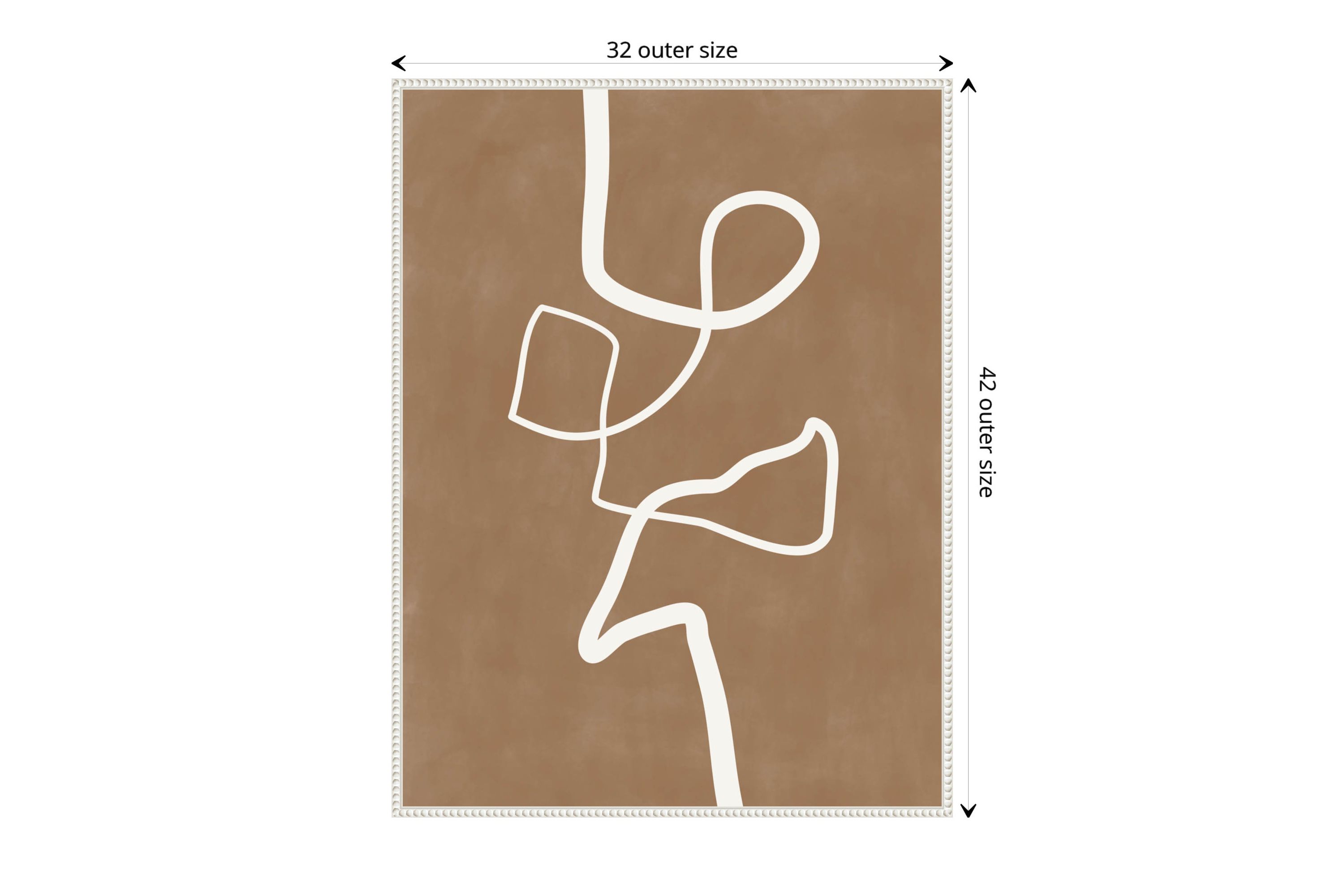 Brown Single Line Artwork Framed Canvas Wall Art Print