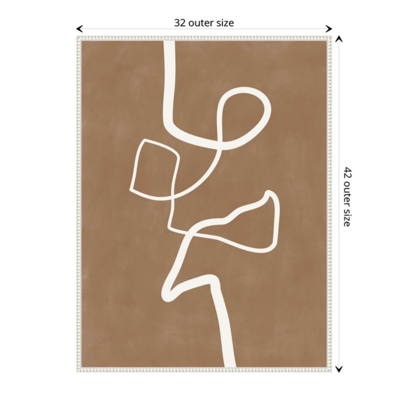 Brown Single Line Artwork Framed Canvas Wall Art Print