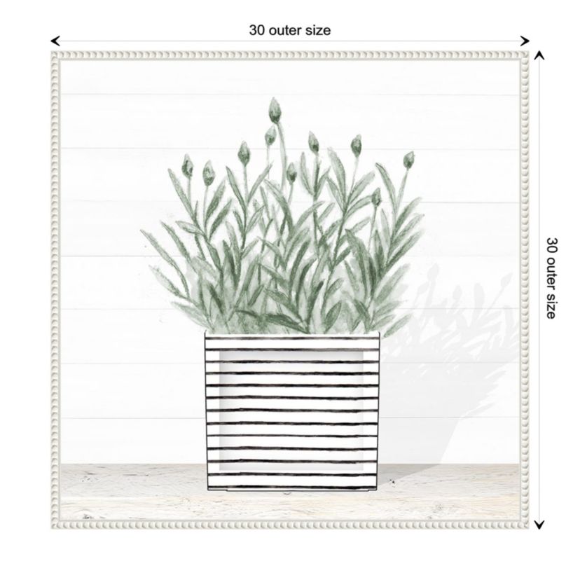 Lavender Blossom In Modern Pot III Framed Canvas Wall Art Print