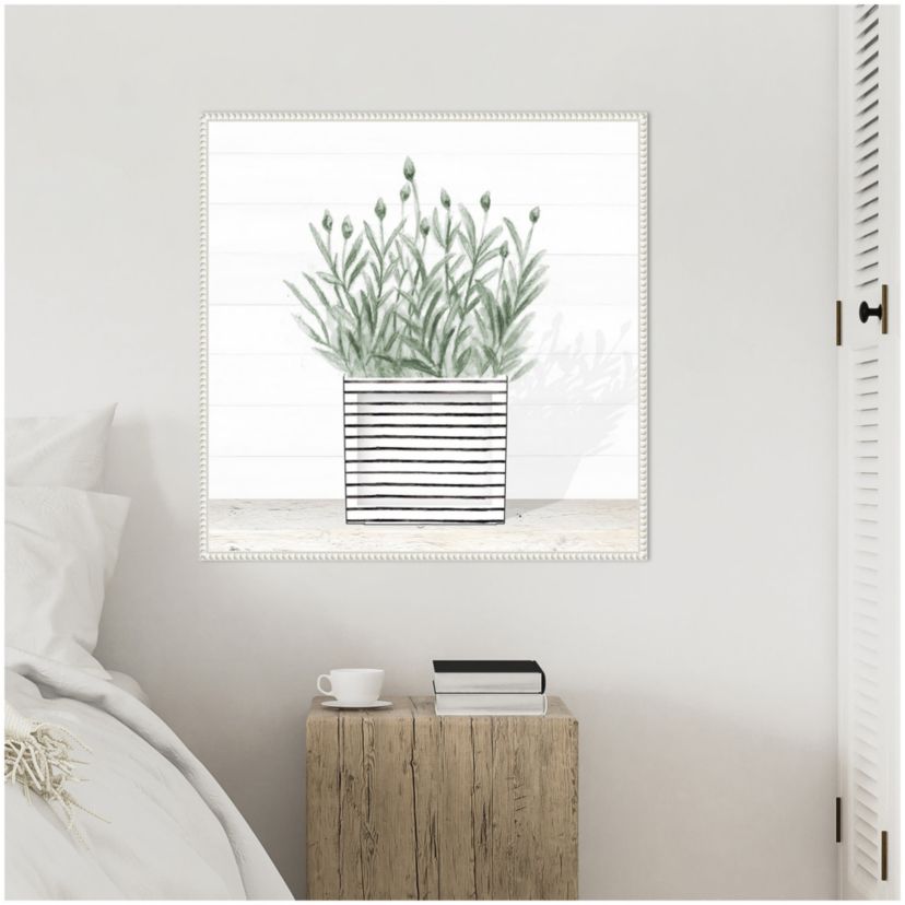 Lavender Blossom In Modern Pot III Framed Canvas Wall Art Print