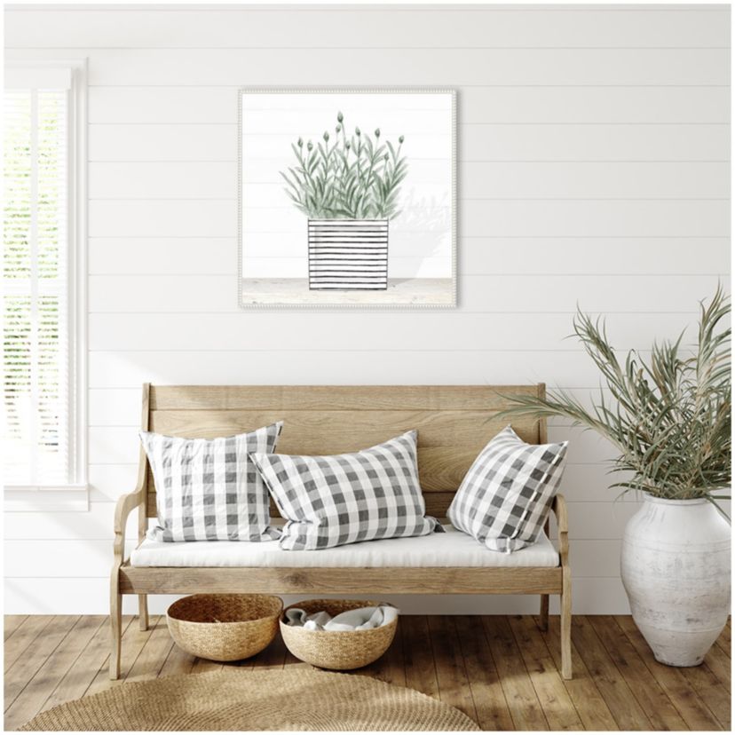 Lavender Blossom In Modern Pot III Framed Canvas Wall Art Print