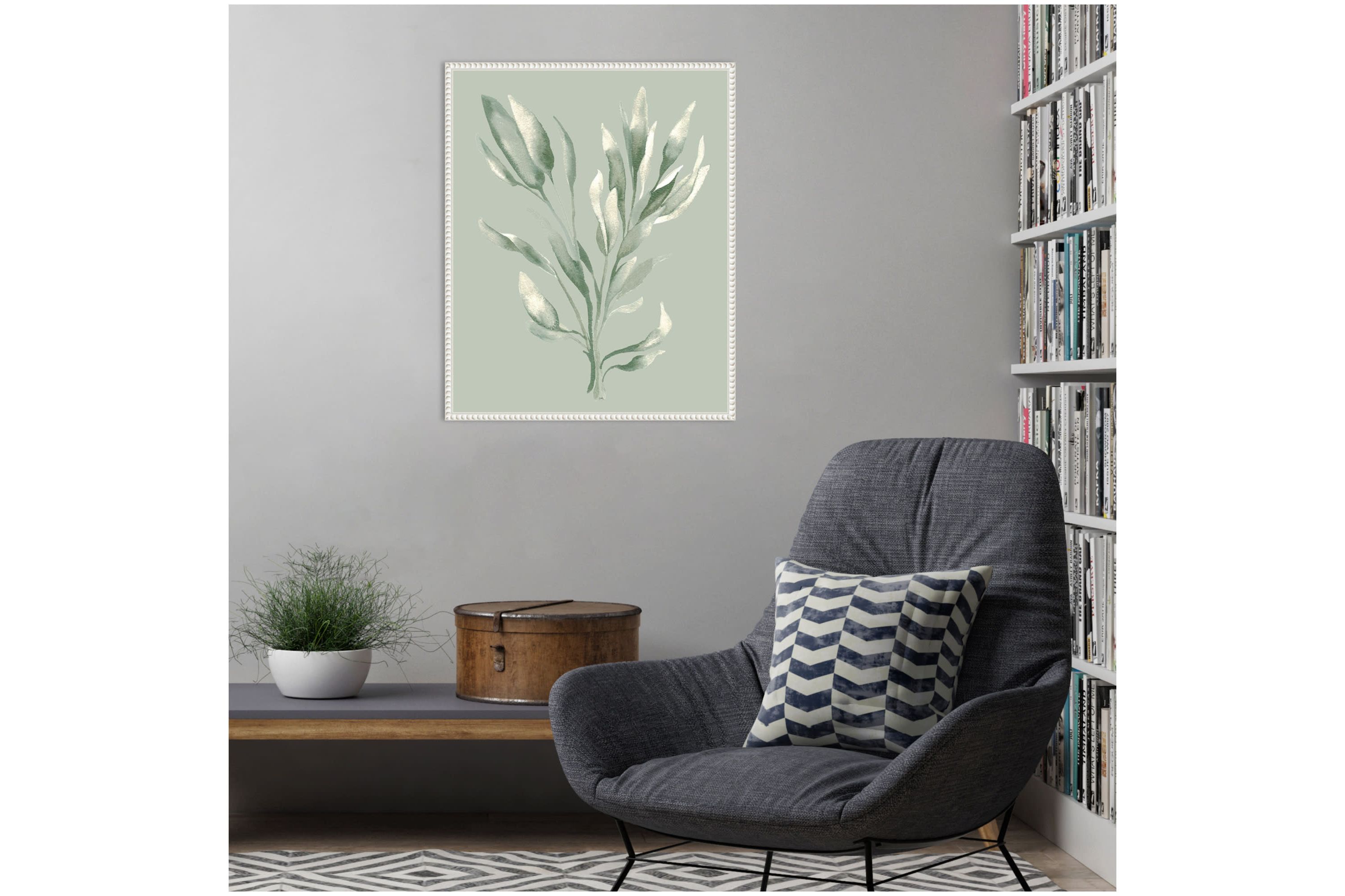 Tonal Green Ferns II Framed Canvas Wall Art Print