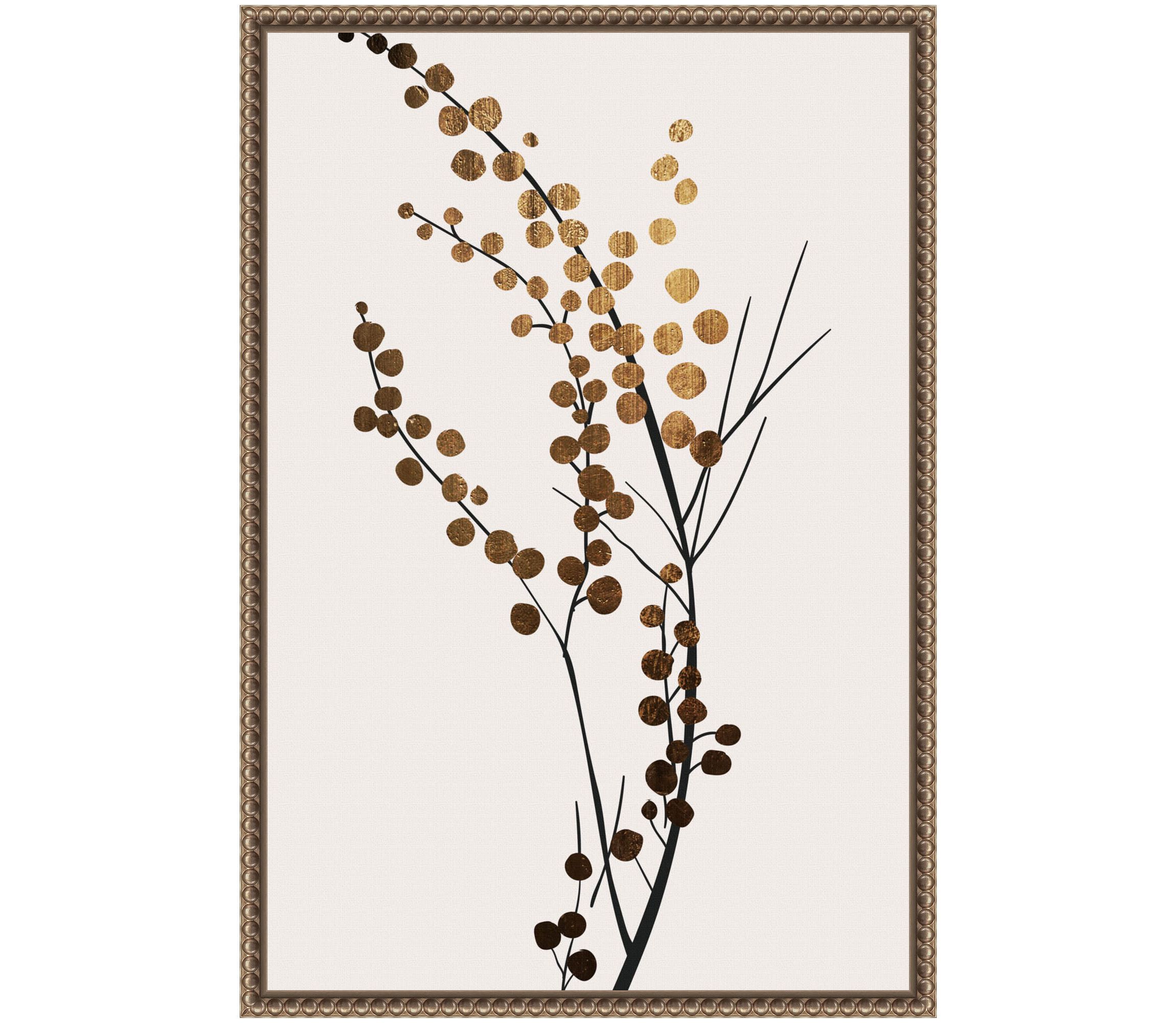 Golden Winter Florals Framed Canvas Wall Art Print