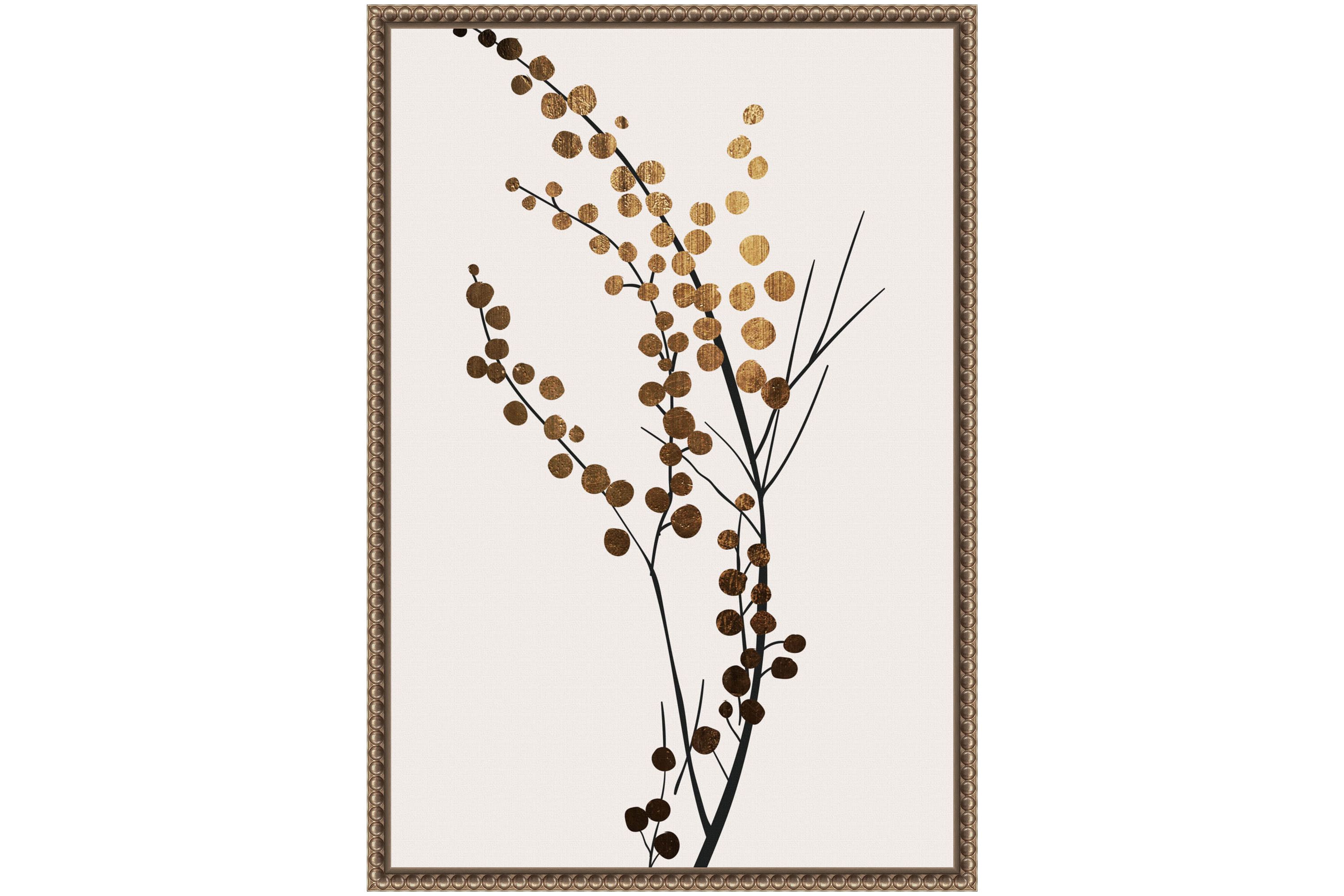 Golden Winter Florals Framed Canvas Wall Art Print