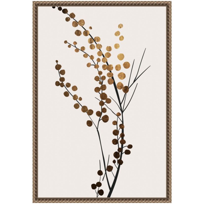 Golden Winter Florals Framed Canvas Wall Art Print