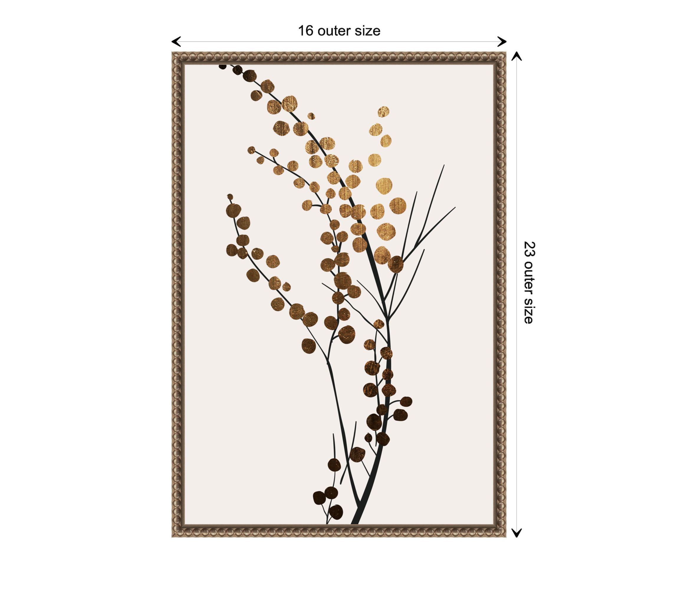 Golden Winter Florals Framed Canvas Wall Art Print