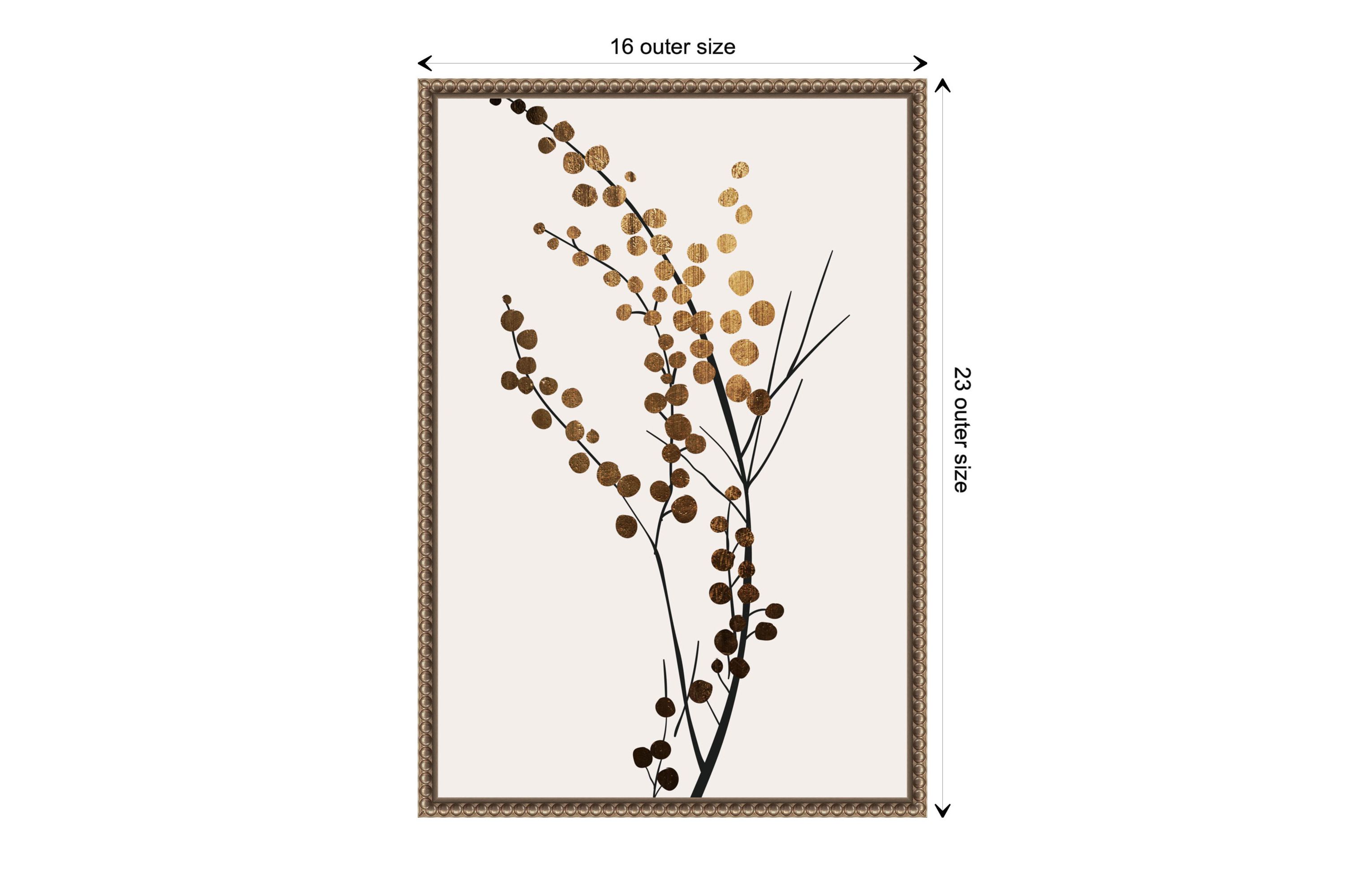 Golden Winter Florals Framed Canvas Wall Art Print
