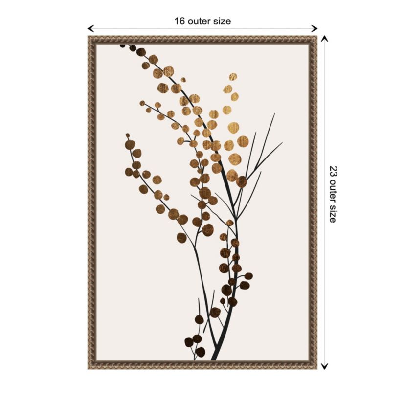 Golden Winter Florals Framed Canvas Wall Art Print