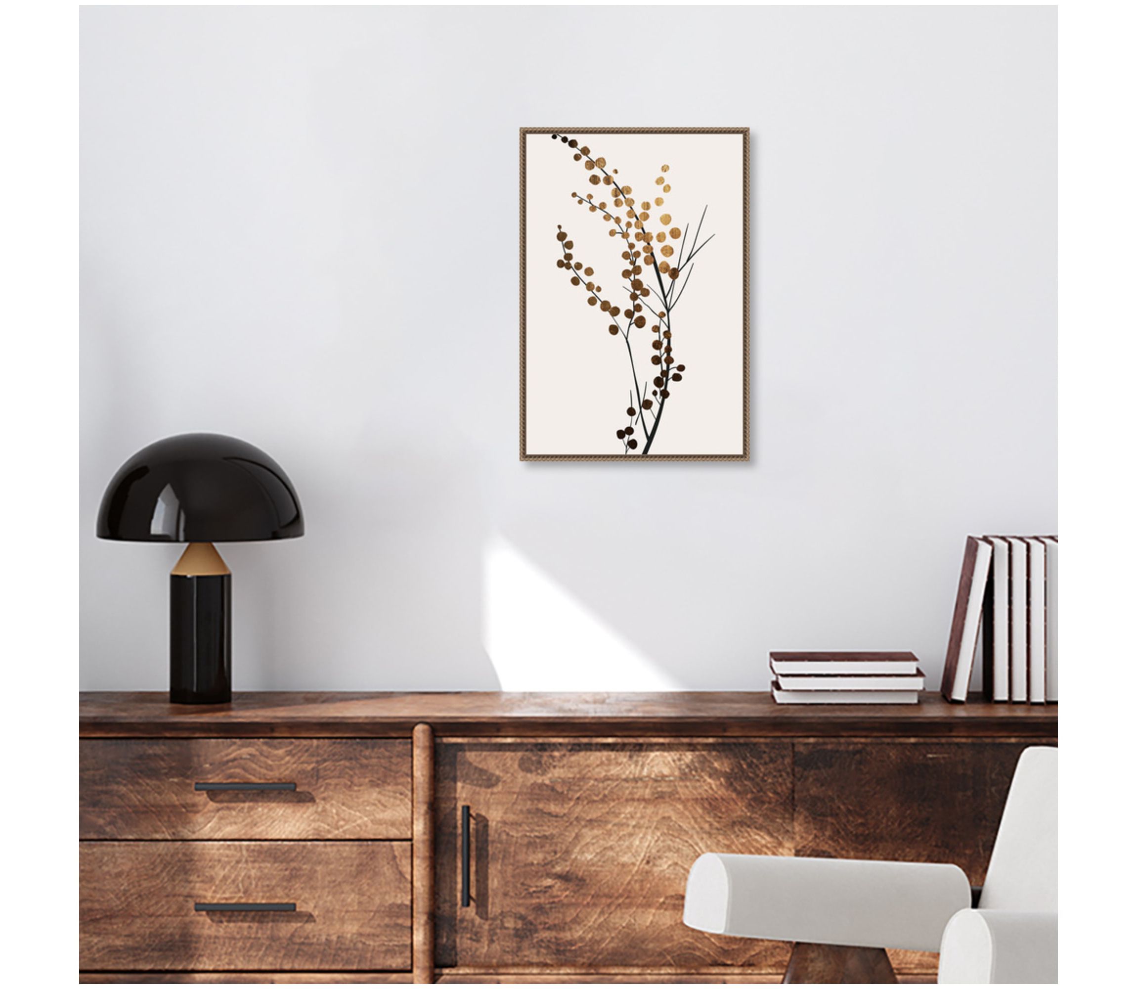 Golden Winter Florals Framed Canvas Wall Art Print